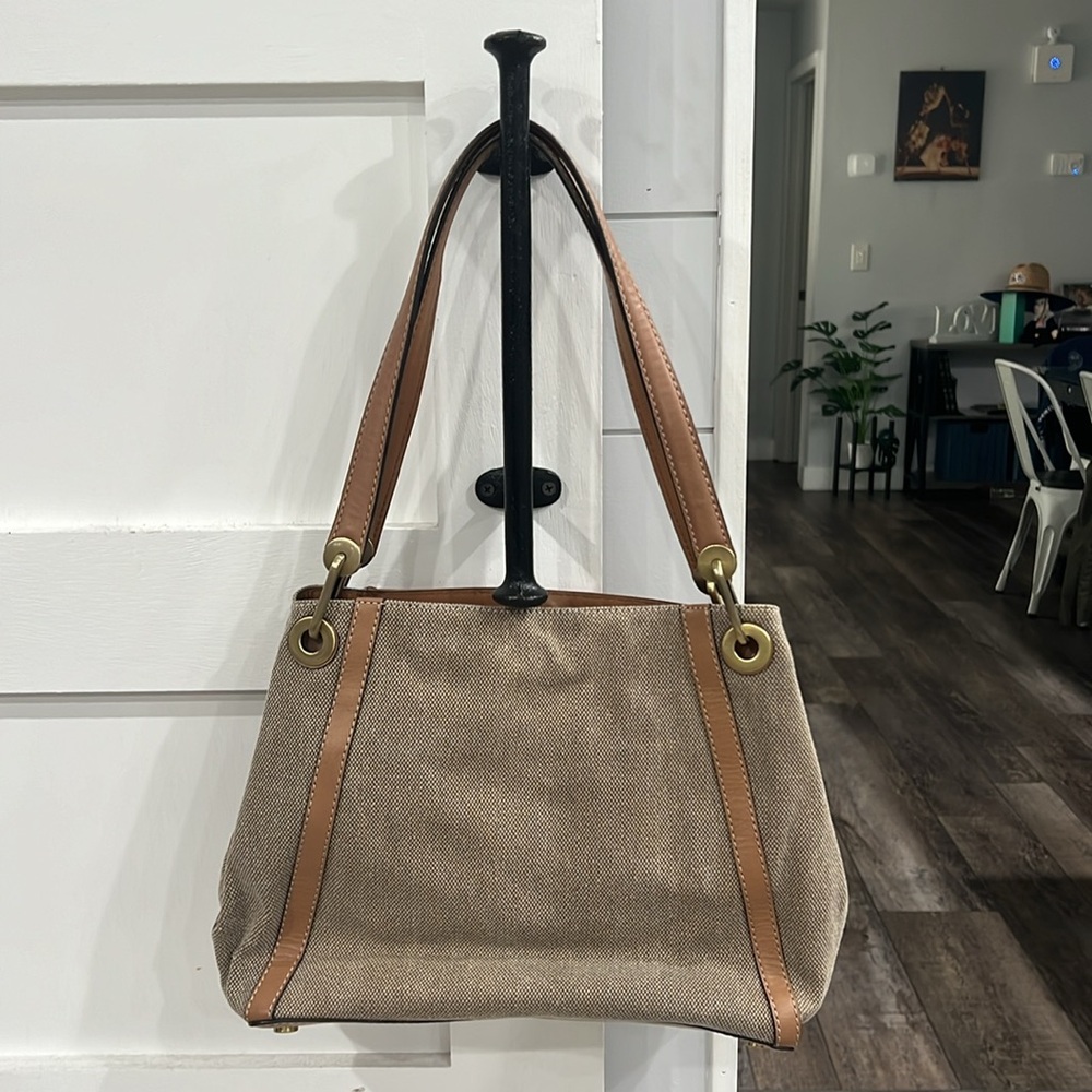Rare Michael Kors Satchel Handbag Raven Molly Arlo Leather Canvas Hobo Tote Bag - Picture 4 of 16